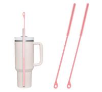 2pcs Silicone Straw Cleaner Brush, 9.5in Extra Long Straw Brush for Stanley | Reusable, Metal, Glass Straws, Bendable Travel Drinking Bottle Lid Cleaning Tool for Pipe Tube (Pink)