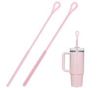 2Pcs Silicone Straw Cleaner Brush, Reusable Straw Brush Extra Long for Cleaning Glass Metal Smoothie Straws and Straw Cups, Non-Slip Handle Soft and Bendable, 9mm&6mm