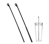 2Pcs Silicone Straw Cleaner Brush,Reusable Straw Brush for Straws,6mm+9mm Water Bottle Cleaner,Extra Long Straw Cleaner Brush for Stanley Metal Glass Straws,Non-slip Handle Soft and Bendable (Black)