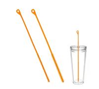 2Pcs Silicone Straw Cleaner Brush,Reusable Straw Brush for Straws,6mm+9mm Water Bottle Cleaner,Extra Long Straw Cleaner Brush for Stanley Metal Glass Straws,Non-slip Handle Soft and Bendable (Orange)