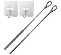 2Pcs Silicone Straw Cleaner Brush with Hooks, Extra Long 9.5in Reusable Straw Brushes for Stanley, Metal, Glass Straws, Bendable Bottle Cleaning Tool for Pipes, Tubes, and Crevices (Grey)