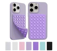 2PCS Silicone Suction Cup Phone Case Mount Double Sided, Silicone Octo Cup Buddy Sticky Grip Holder for Cellphone, Hands-Free Phone Accessories Strong Grip Holder for Selfies and Videos (Light Purple)