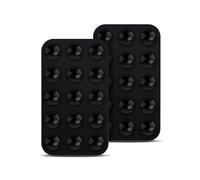 2pcs Silicone Suction Cup Phone Holders, Double Sided Suction Cup Multipurpose Rectangle Phone Suction Mount for Car Mini Suction Cup Mat for Mobile Power Mobile Phones (Black)