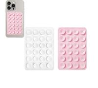 2PCS Silicone Suction Phone Case Adhesive Mount,Leeneen 2.2″ x 3.2″Hands-Free,Strong Grip Holder for Selfies and Videos,Durable,Easy to Use,For All Phone (White Light pink)