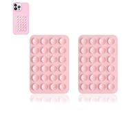 2PCS Silicone Suction Phone Case Adhesive Mount,Leeneen 2.2″ x 3.2″Hands-Free,Strong Grip Holder for Selfies and Videos,Durable,Easy to Use,For All Phone (light pink)