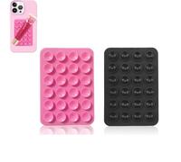 2PCS Silicone Suction Phone Case Adhesive Mount,Leeneen 2.2″ x 3.2″Hands-Free,Strong Grip Holder for Selfies and Videos,Durable,Easy to Use,For All Phone (Black Pink)