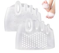 2PCS Silicone Toe Separators, 5-Hole Bunion Corrector & Metatarsal Cushion with Honeycomb Pad for Overlapping Toes Relief, Clear
