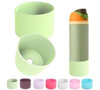 2PCS Silicone Water Bottle Boot for Owala 14/16oz 24oz 32oz 40oz,Anti-Slip Protective Sleeve Bottom Bumper Protector for FreeSip, Twist, and Flip Water Bottles (Light Green, 24oz)