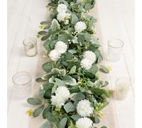 2PCS Silk Hydrangea Artificial Eucalyptus Flower Garland Faux Greenery Vine