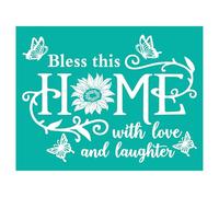 2Pcs Silk Screen Stencils Reusable,Butterfly Mesh Stencils, Bless This Home with Love & Laughter Words Screen Printing Stencil, Adhesive Stencil for Painting On Wood,Crafts DIY Decor T-Shirt Fabric