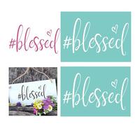 2PCS Silkscreen Stencil Word Blessed,Reusable Self-Adhesive Silk Screen Printing, for Decor/Printing Wood/Fabric/Wall/Cup/Plate/Glass/Paper, Home Craft Projects Decorations Pattern (5x7inch)