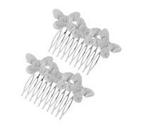 2pcs Silver Alloy Vintage Butterfly Side Comb Hair Accessory | Bridesmaids and Women, Weddings or Daily Wear, Sturdy Styling Piece with Elegant Decorative Detail