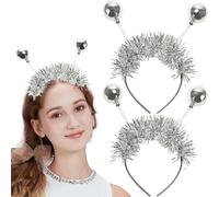 2Pcs Silver Ball Headband for New Year's Eve Party - Glitter Hair Loop With Double Mini Disco Balls - Vintage Accessories for Women Girls Christmas