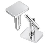 2PCS Silver Cufflinks Rectangle Sleeves Buttons Men Classic Rectangle Stainless Steel Cuff Links Gift for Groom Father Boss Boyfriend Husband Wedding Plectrum Business Graduation Valentine's Day