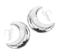 2pcs Silver Disco Moon Pendant Ornament with Mirror Mosaic Tiles