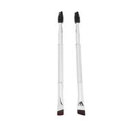 2pcs Silver Double Ended Brow Brush Soft Hair Makeup Spiral Eyebrow Eyelash Brush Cosmetic Tool