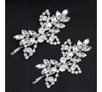 2PCS Silver Hair Clips for Women Rhinestone Barrette Crystal Clips for Short Hair Sparkly Bride Wedding Hair Accessories Elegant Jewelry Hair Decorations Party Gift (Rhinestone)
