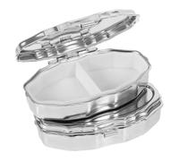 2pcs Silver Metal Dual Compartment Pill Box for Travel and Office | Compact Iron and PP Build, Sl inish, Reusable Storage, Small Empty Case for Daily Use