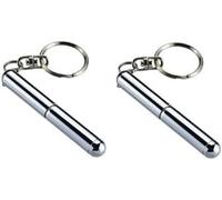 2Pcs Silver Retractable mini pen made of stainless steel Metal Tool Pen Retractable pocket pen keychain Dad gadgets, birthday, Christmas for Students, Office Staff, Construction Workers Car Keychains