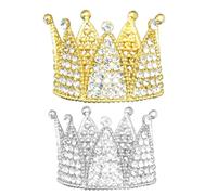 2pcs Silver Rhinestone Cake Crown Adornment Set of Seven
