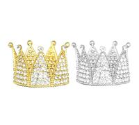 2pcs Silver Rhinestone Decorative Crown Cake Toppers Seven Piece Set