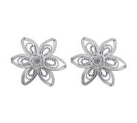 2Pcs Silver Silk Thread Knot Button Fastener Buckles with Six Petal Rose Design for Traditional Cheongsam Stage Costume Dress Sewing Crafting Garment Accessory