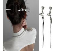 2Pcs Silver Spiral Snake Metal Minimalism Irregular Chinese Hair Chopsticks Hairpin, Punk Metal Hair Chopsticks Chinese Hairpin Hair Accessories for Women and Girls.