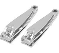 2Pcs Silver Stainless Steel Nail Clipper Manicure Trimmer Tool Nail Cutter Trimmer for Fingernail Toenail Comfortable and Environmentally Fingernail and Toenail Clippers Nail Tools