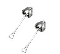 2Pcs Silver Tea Strainers for Loose Tea Tea Infuser Heart Shaped Tea Filter Set Long Spoon Kitchen Mugs Diffuser with Handle Infuser Filter,Filters,Home Kitchen Spoon