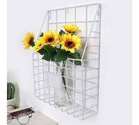 2Pcs Simple Wire Magazine Newspaper Basket Wall Mounted Post Storage Rack Holder - 1X White