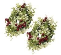 2pcs Simulation Berry Candle Rings Wreath 20-25cm Silk Cloth Pe