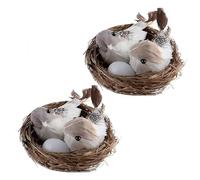 2Pcs Simulation Bird Nest with Bird and Eggs Decor,Fake Foam Feather Birds,Artificial Birds,for DIY Craft Tree Decoration Artificial Plants and Flowers,Home Decor for Garden Yard Home Party Easter Dec