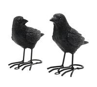 2PCS Simulation Crow Ornament Resin Garden Statue Home Decor for Black