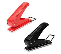 2Pcs Single Hole Punch Hand Punch 20 Sheets Capacity for Craft Paper, Greeting Cards, Scrapbook, Notbook, Stationery Work(Red and Black)