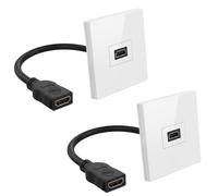 2Pcs Single Port HDMI Wall Plate, HDMI Wall Plate Faceplate with Pigtail Cable, White Flush Mount HDMI Wall Socket Jack Outlet Decorative Face Cover Mount Panel for Hotel Home Office Building