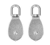 2Pcs Single Pulley Block Crane, Stainless Steel Wire Rope Lifting Hook, Hanging Towing Wheel M50 with 360 Degree Rotating Ring, for Heavy Load Suspension and Rigging Equipment