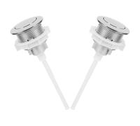 2pcs Single Push Toilet Button for Tank, Straight Top Press, Silver | ABS round Modern Style, Universal Fit, Bathroom Use, Stable Operation, Concealed Tank Replacement Part