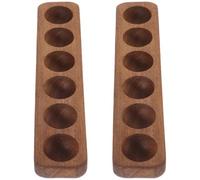 2pcs Single Row Wooden Egg Tray for Refrigerator, 6-slot Acacia | Rustic Brown Finish, Farmhouse Style Display Stand, Tabletop Serving Tray for Home Cooks and Entertainers