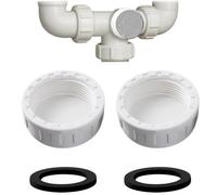 2Pcs Sink Blanking Cap,1/4" 40mm PVC Waste Pipe Cap,Drain Blanking Cap,Washing Machine Water Feed Bla-Nking Ca-P,Pipe End Ca-P,for Kitchen Sink Drain Pipe End Sealing,with Female Thread&Sealing Ring