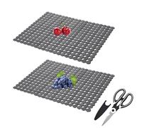 2PCS Sink Protector Mats, Kitchen Sink Mat for Ceramic Sinks/ Stainless Steel, PVC Sink Saver, Drainer Mats, Splash Guard with Scissors for DIY Cut, Glassware Protects (Black, 30 x 40 cm)