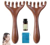2PCS Six-Claw Meridian Massage Comb, Saludea Meridian Comb, Head Massager Scalp, Wooden Gua Sha Tool, Head Massager Comb, Wood Scalp Massager for Body, Face, Neck