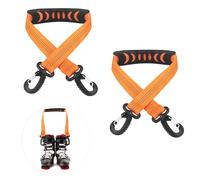 2pcs Ski and Boot Carrier Straps, 20.7x1 Inch Portable Ski Carrier Straps with Anti-Skid Pad and Double-Ended Buckles, Winter Ski Bag Shoulder Strap and Pole Carrier Accessories (Orange)