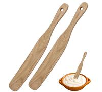 2Pcs Skinny Wooden Sourdough Spurtle Spatula, Handcrafted Wooden Stirring Tools for Bread Baking & Starter Mixing, Spatula with Hanging Holes (Baker's Essential Kitchen Utensils Home Bakers)