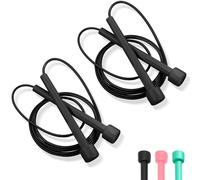 2Pcs Skipping Rope, Speed Jumping Rope with Non Slip Handle for Home Exercise and Body Fitness, Fat Burning, Boxing, Crossfit, Cardio, Adjustable Speed Jump Rope (Black)
