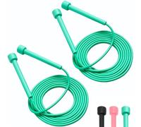 2Pcs Skipping Rope, Speed Jumping Rope with Non Slip Handle for Home Exercise and Body Fitness, Fat Burning, Boxing, Crossfit, Cardio, Adjustable Speed Jump Rope (Green)