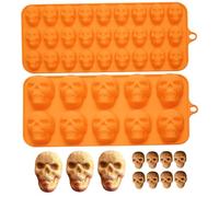 2Pcs Skull Ice Cube Mold Silicone 10 and 27 Cavity Skull Chocolate Mold for Gummy Jelly Ice Cubes 3D Cookies Cupcakes Candy Baking Decorations Halloween