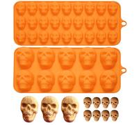 2Pcs Skull Ice Cube Mold Silicone 10 and 27 Cavity Skull Chocolate Mold for Gummy Jelly Ice Cubes 3D Cookies Cupcakes Candy Baking Decorations Halloween
