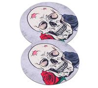 2pcs Skulls Round Mouse Mat Rubber Gaming Pad Halloween for Office