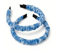 2PCS Sky Tie-Dye Blue Headbands - Blue and White Hair Bands - for Women Girls Festivals Weekend Outings or Everyday Casual Outfits Parties Relaxed Daily Looks