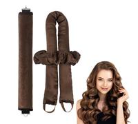 2pcs Sleeping No Heat Hair Curlers Set,Soft Hair Rollers for Natural Waves,Comfortable Curling Rods for Bedtime Styling,DIY Big Wave Hair Shaping Tool for Long Hair (Brown)